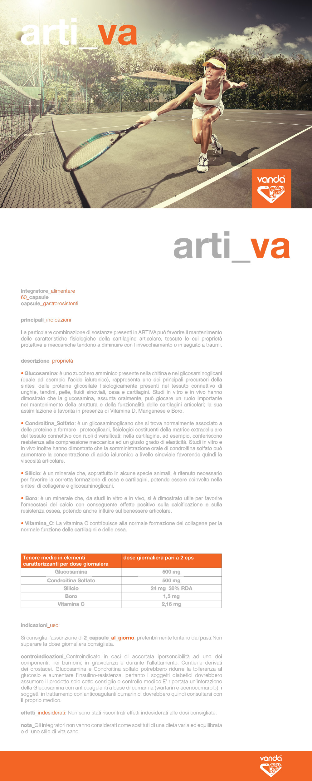 artiva. integratore alimentare di glucosamina e condroitina.