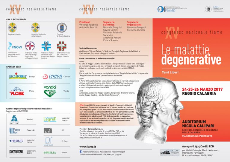 Le Malattie Degenerative. XV Convegno Nazionale F.I.A.M.O.