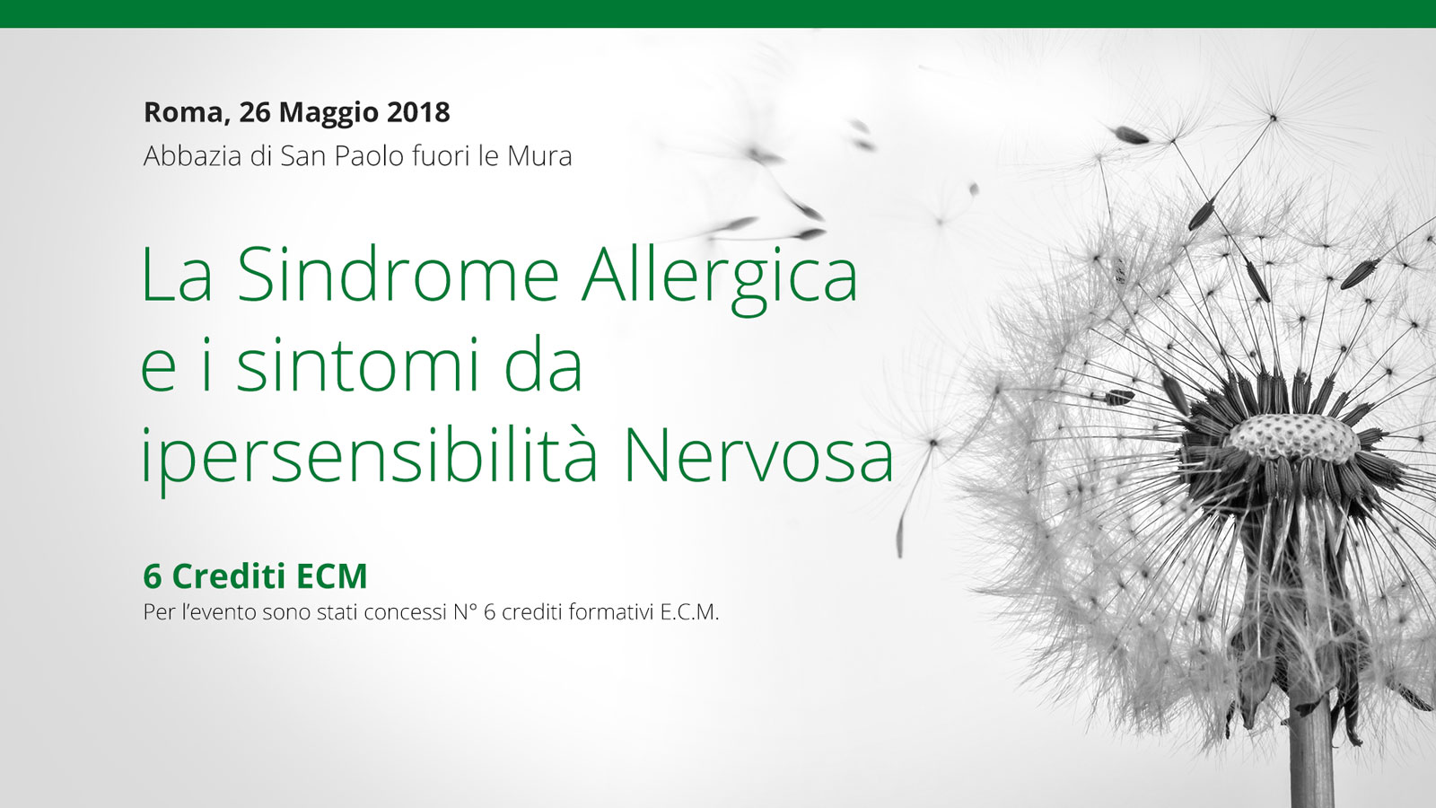 Roma, 26 Maggio: La Sindrome Allergica e i Sintomi da Ipersensibilità Nervosa