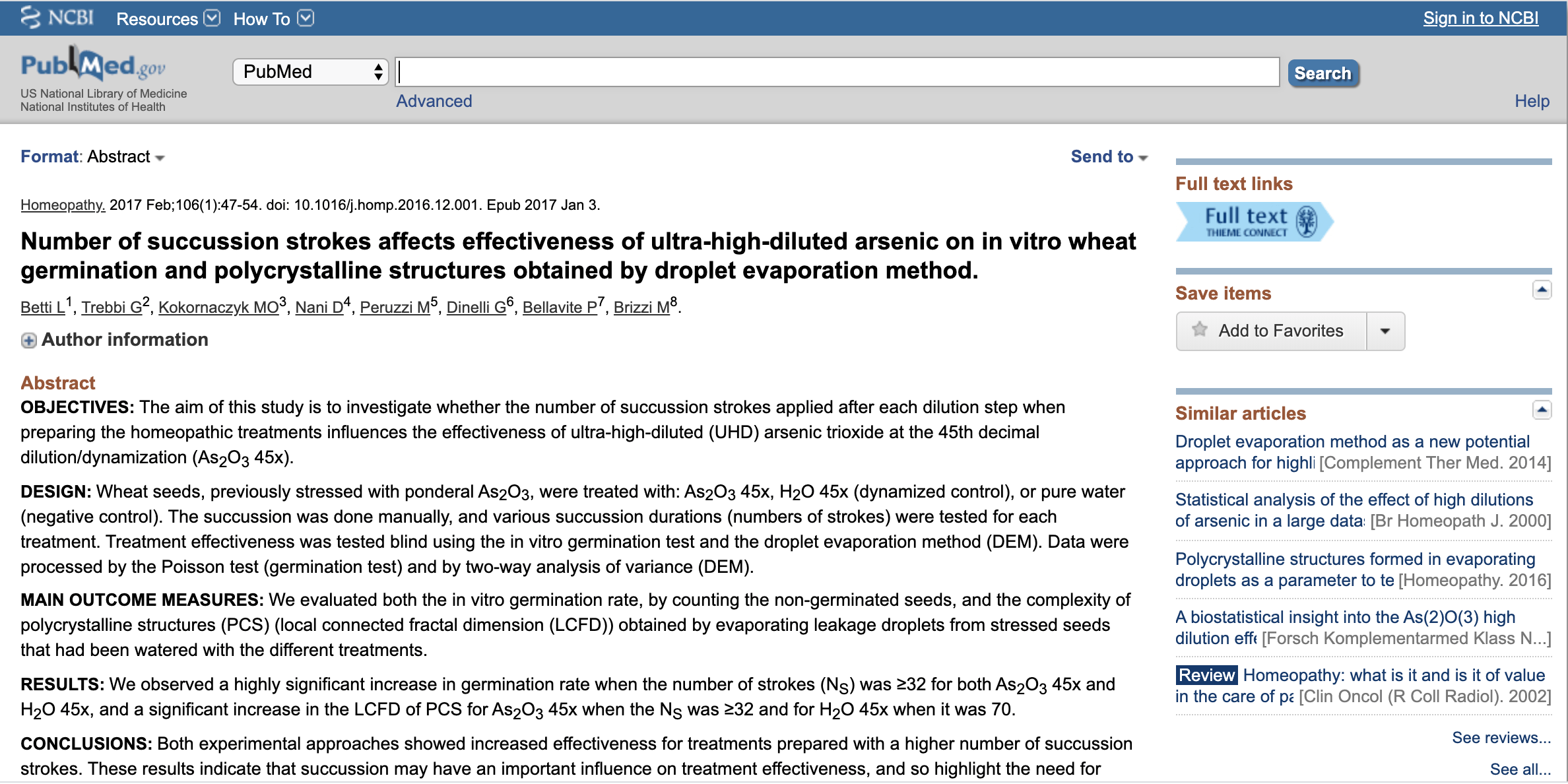 Number of succussion strokes affects effectiveness of ultra-high-diluted arsenic