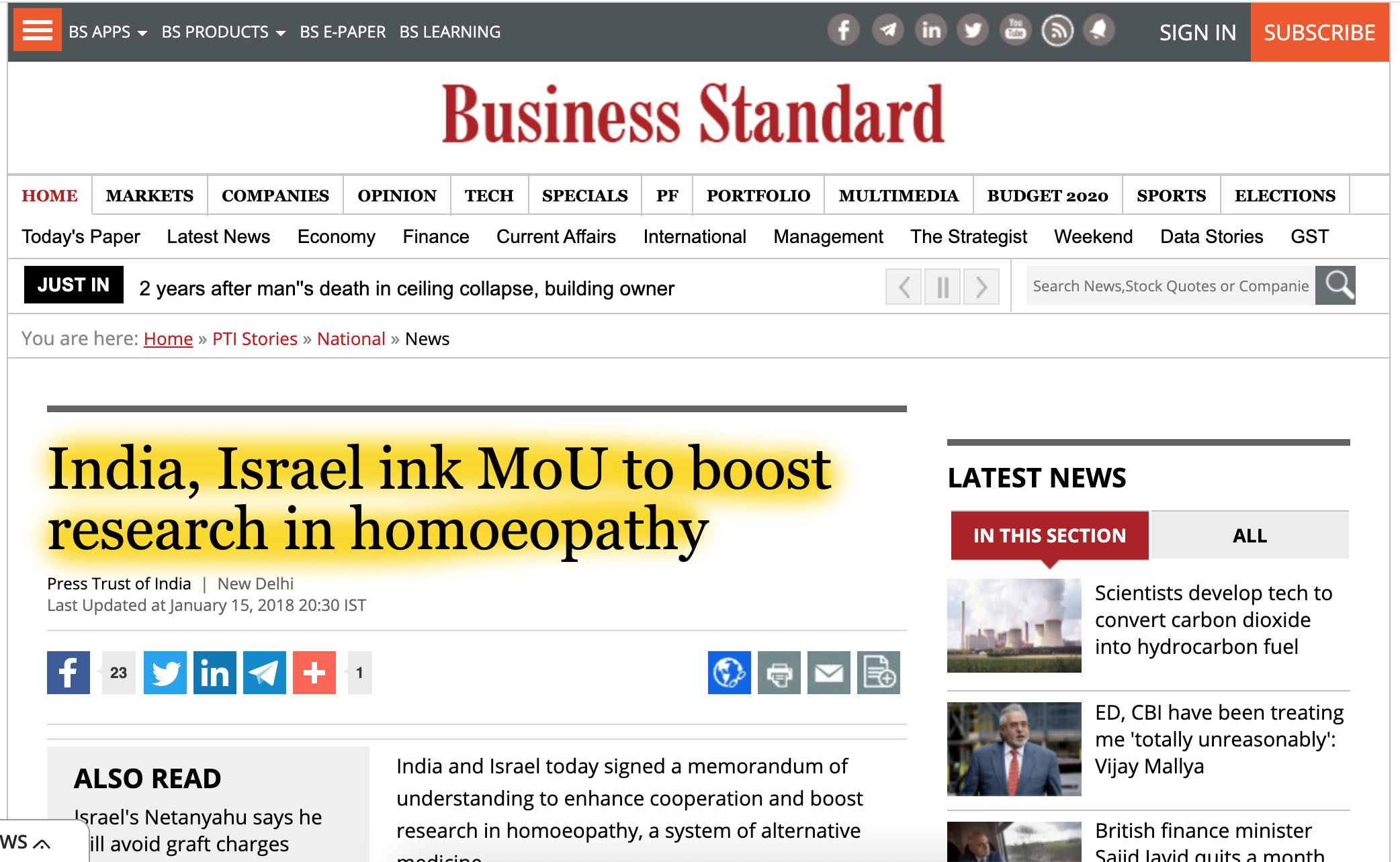 accordo india israele sull'omeopatia