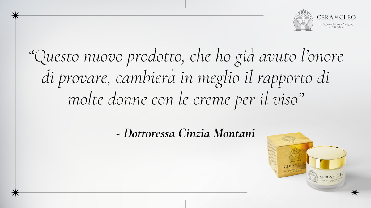 Crema viso Cera di Cleo, la Dottoressa Cinzia Montani la testa in anteprima